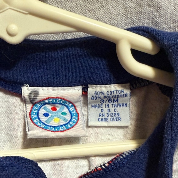 Striped Baseball Bodysuit - Navy and Red - Picture 2 of 7